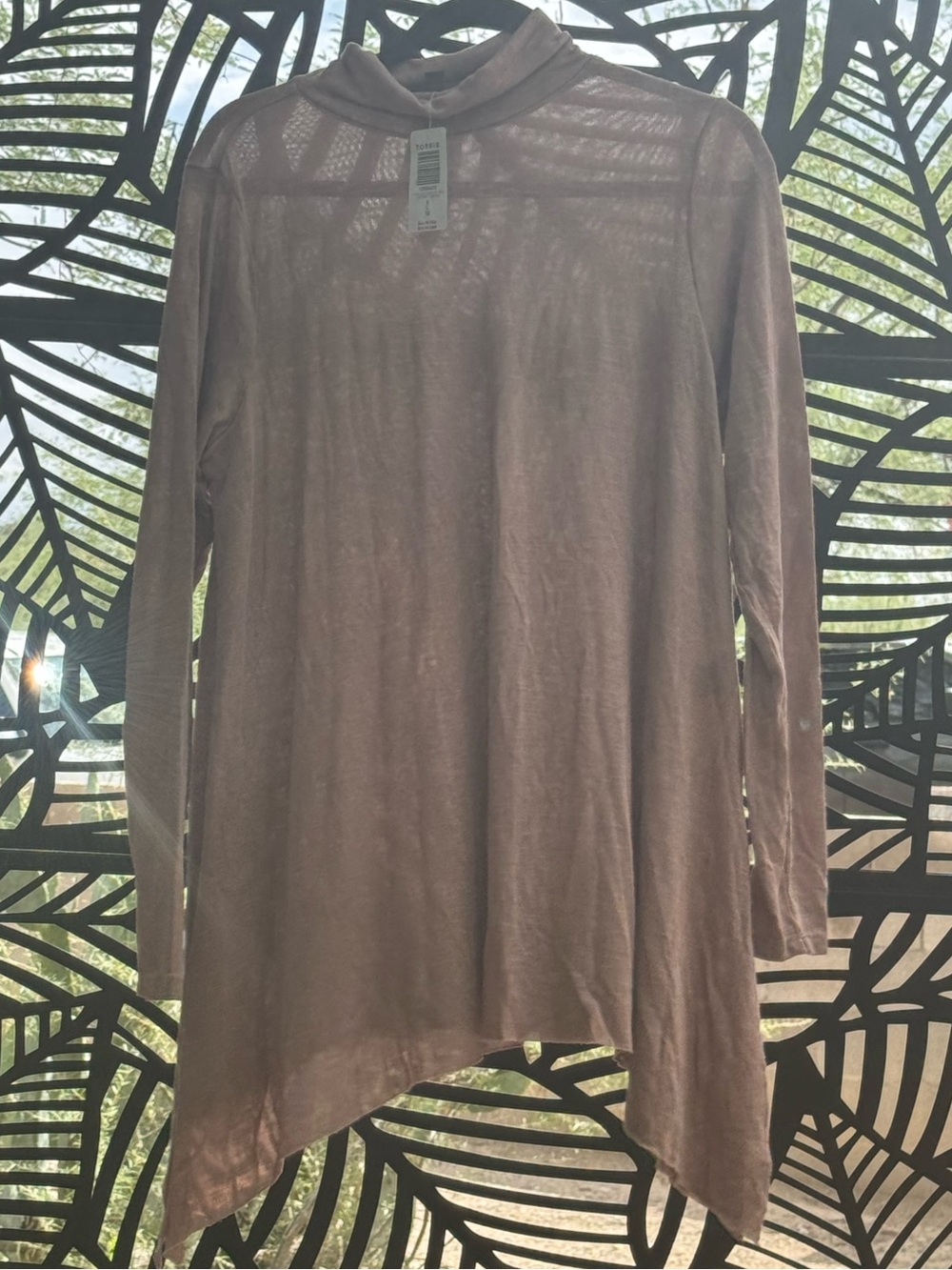 NEW torrid taupe hacci mock neck tunic lightweight sz 0 L 12